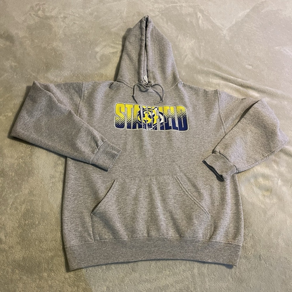 Tiger Hoodie Men Medium Gray Sweatshirt Pullover Sweater Graphic Streetwear Gym‎